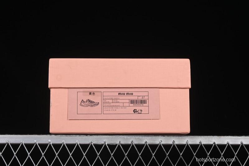 Miu Miu Suede Round Toe Lace-Up Women's Low-Top Casual Shoes - 99D4