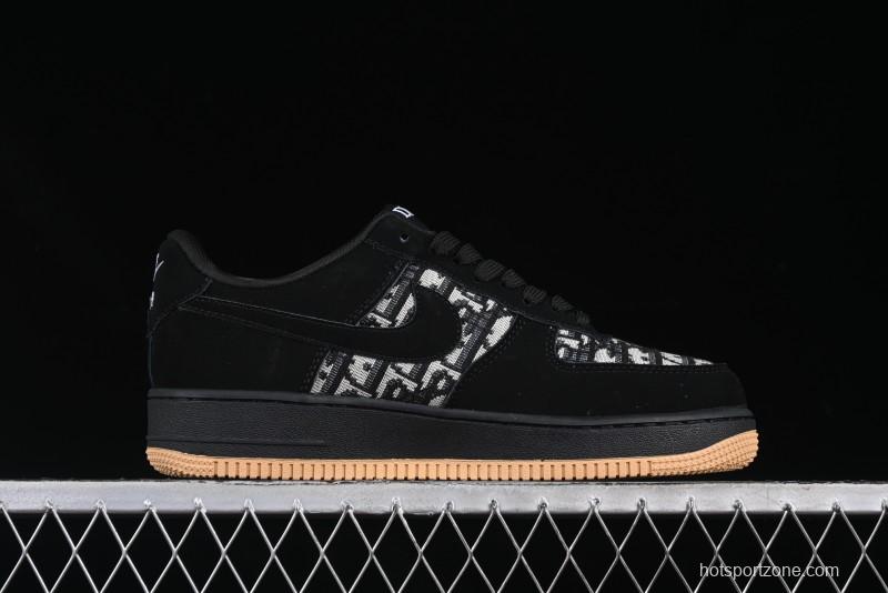 Nike Air Force 1 '07 Low Dior Collaboration Black Gum Knit Casual Sneakers - KK1988-058