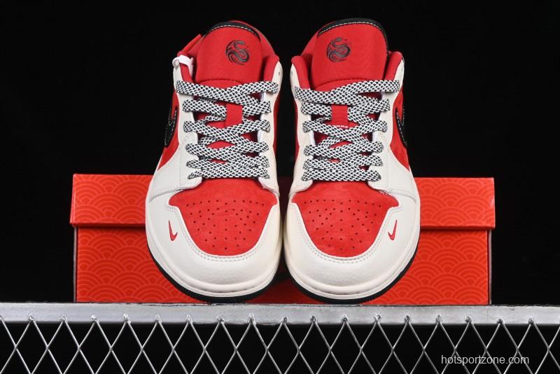 Nike Air Jordan 1 Low Supreme Collaboration Year of the Snake Limited Edition Retro Basketball Shoes - FC1688-203