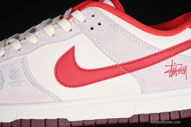 Nike SB Dunk Low Stussy Anniversary Edition Custom Sneakers with Red Swoosh - KK1333-021