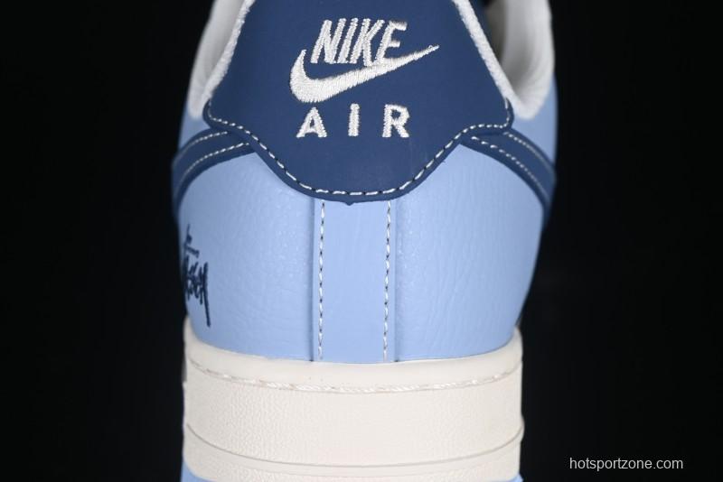 Nike Air Force 1 '07 Low Stussy Collaboration Dual-Tone Sky Blue Low-Top Casual Sneakers - XS1958-516