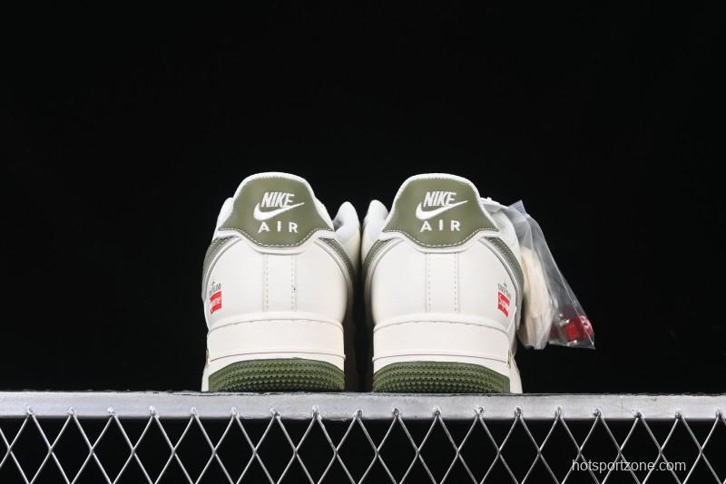 Nike Air Force 1 '07 Low Stone Island x Supreme Collaboration Beige Green Swoosh Low-Top Casual Sneakers - BB1616-301
