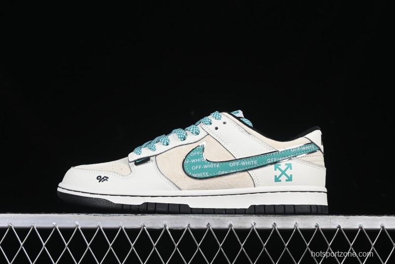 Nike SB Dunk Low OFF Collaboration Tiffany Green Swoosh Anniversary Custom Low-Top Casual Skate Shoes - DJ2024-108