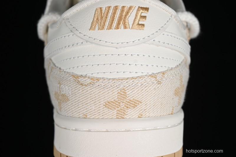 Nike SB Dunk Low LV Collaboration - Yellow Denim Print Anniversary High-End Custom Low-Top Casual Sneakers - SJ2068-247