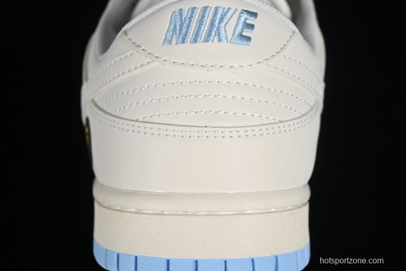 Nike SB Dunk Low BAPE Collaboration - Off-White Mini Blue Swoosh Anniversary High-End Custom Low-Top Casual Sneakers - XD6188-027