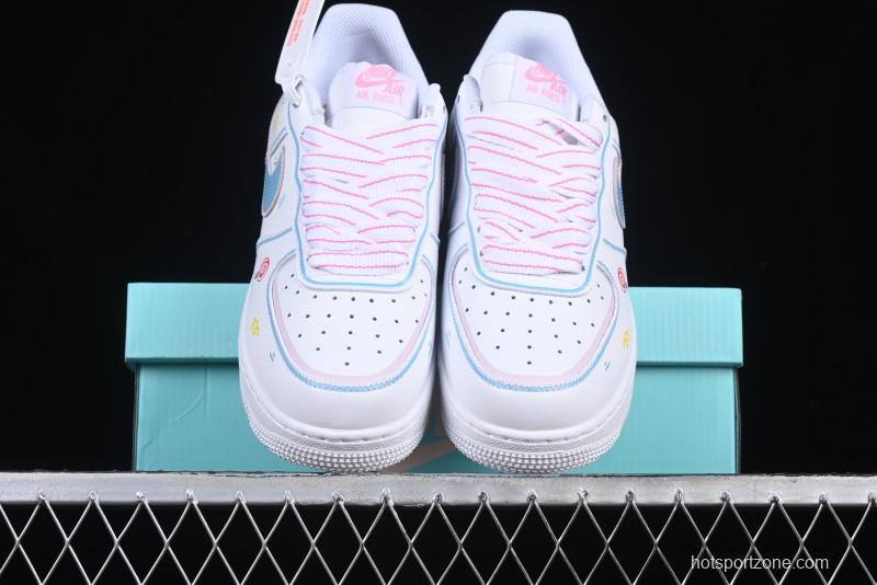 Nike Air Force 1 '07 Low Valentine's Day Limited Edition 2D Hand-Painted Graffiti Lollipop Casual Sneakers - TY0301-111