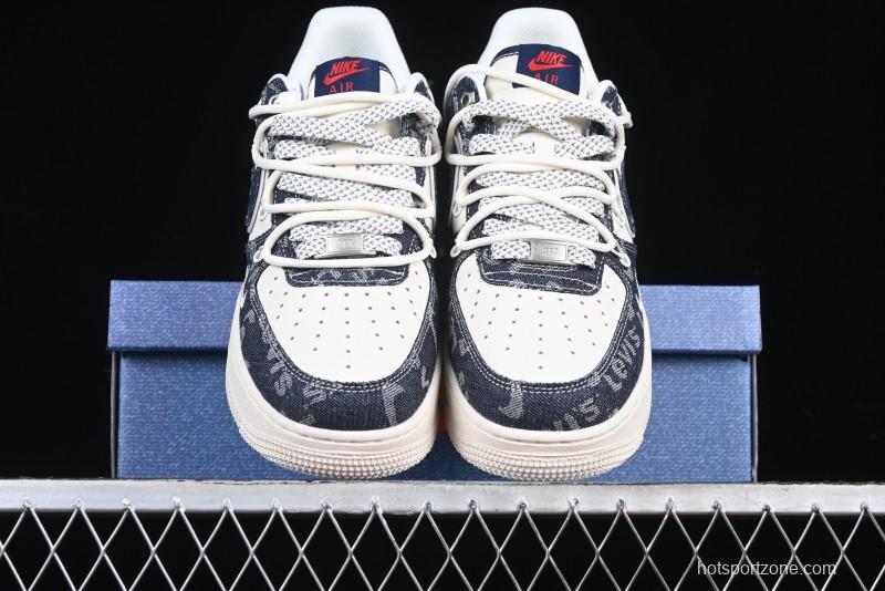 Nike Air Force 1 '07 Low Levi's Collaboration Light Blue Denim Drawstring Casual Sneakers - SJ1198-900