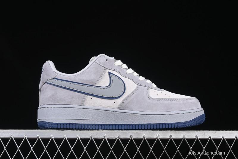 Nike Air Force 1 '07 Low Stussy Collaboration Grey Blue Pig Bear AF1 Low Top Casual Sneakers - DF0188-017