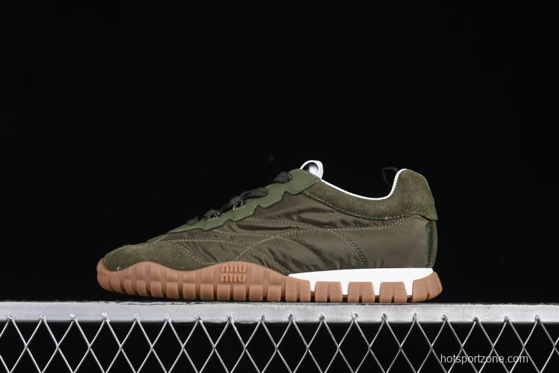 Miu Miu Suede Round Toe Lace-Up Low Top Women's Casual Shoes - 99D4