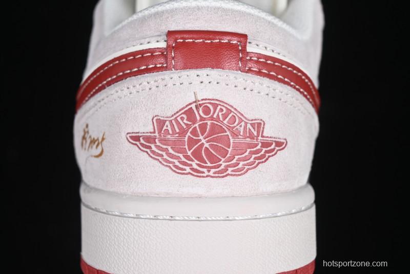 Nike Air Jordan 1 Low Retro Basketball Shoes Snake Year Limited Edition with Red Swoosh - XX3318-513