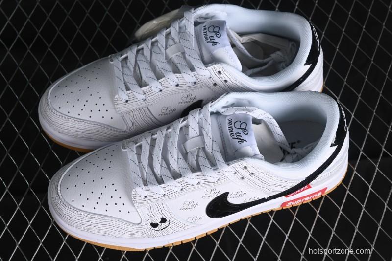 Supreme x Nike Dunk Low SB Casual Skate Shoes with Zoom Air Cushion - XD6188-034