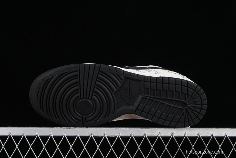 Nike Dunk Low LV Collaboration - Monogram Beige Black Hook SB Low Top Casual Skate Shoes - FC1688-189