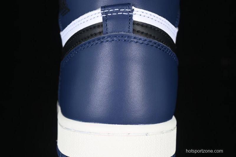 Nike Air Jordan 1 High OG "Midnight Navy" Basketball Shoes with Full Leather Construction - DZ5485-401