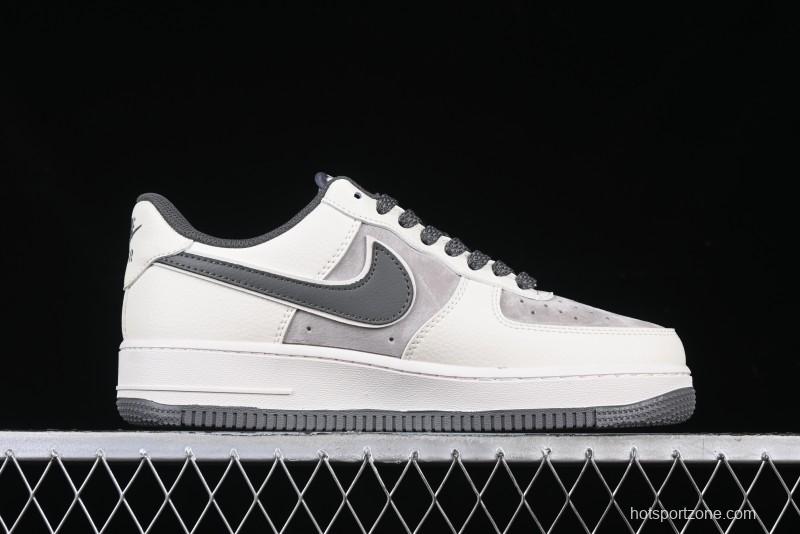Nike Air Force 1 '07 Low Supreme Collaboration Custom Casual Sneakers with Grey Swoosh - DM6688-056