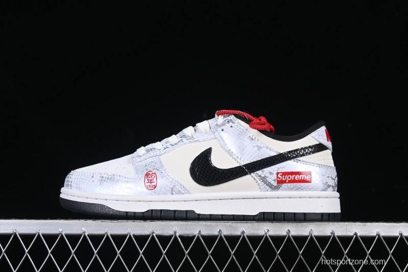 Nike SB Dunk Low Supreme Collaboration Year of the Snake Limited Edition White Snake Anniversary High-End Custom Low-Top Casual Sneakers - AG3702-852
