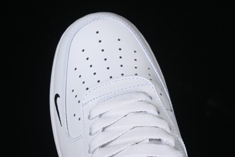 Nike Air Force 1 '07 Low White Black Swoosh Casual Sneakers - 315122-103