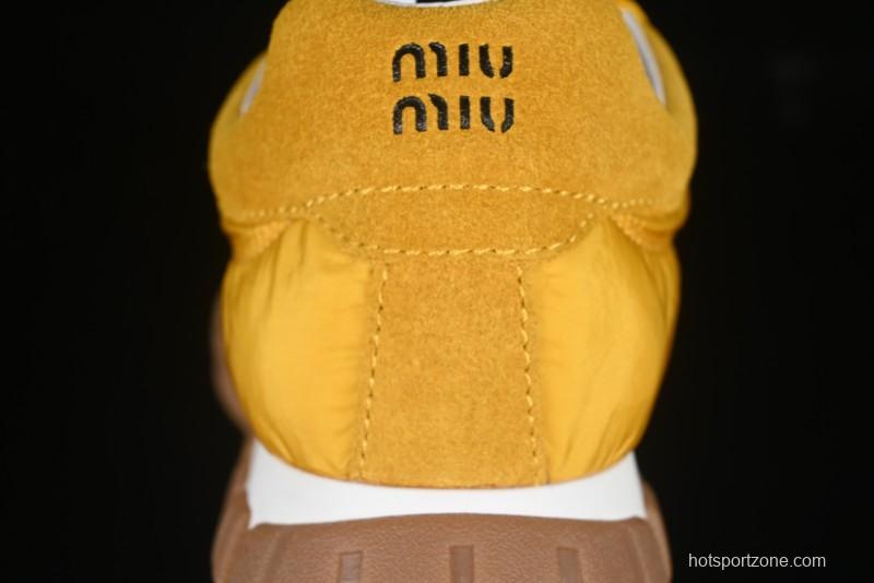 Miu Miu Suede Round Toe Lace-Up Women's Low-Top Casual Shoes - 99D4