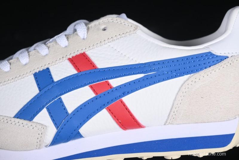 Onitsuka Tiger Vintage Runner Sneakers - White/Grey with Blue & Red Accents