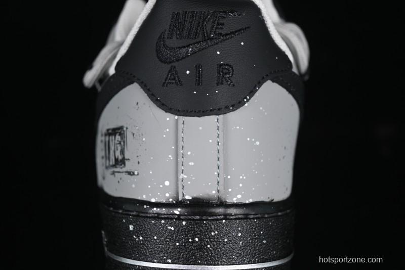 Nike Air Force 1'07 Low Star Graffiti Hand-Painted Casual Sneakers with Full-Length Air Cushion - XV7981-476