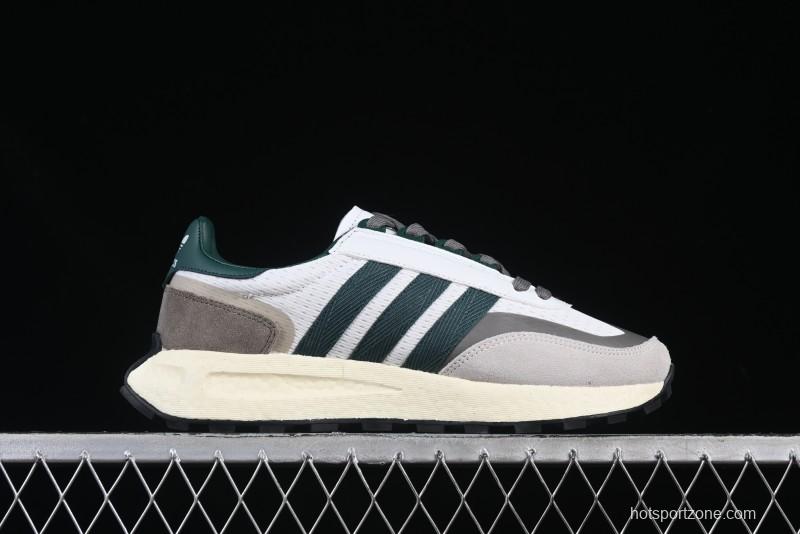Adidas Retro-Inspired Sneakers - White, Grey & Green with Boost Sole