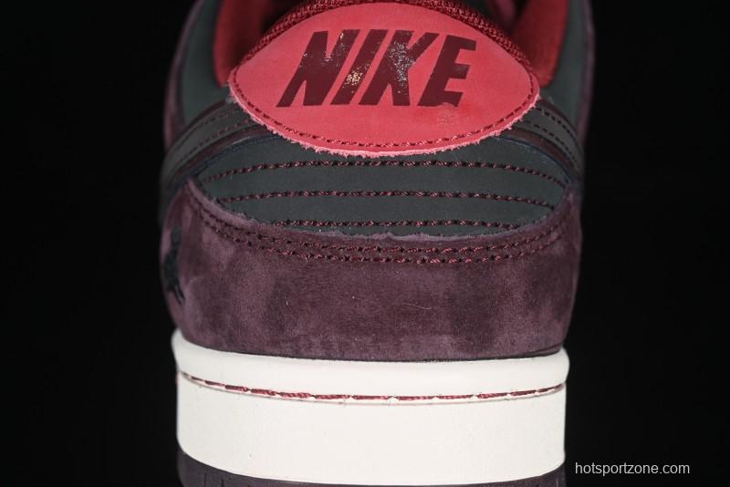 Nike SB Dunk Low "Dark Burgundy & Black" - Premium Suede Skate Shoes