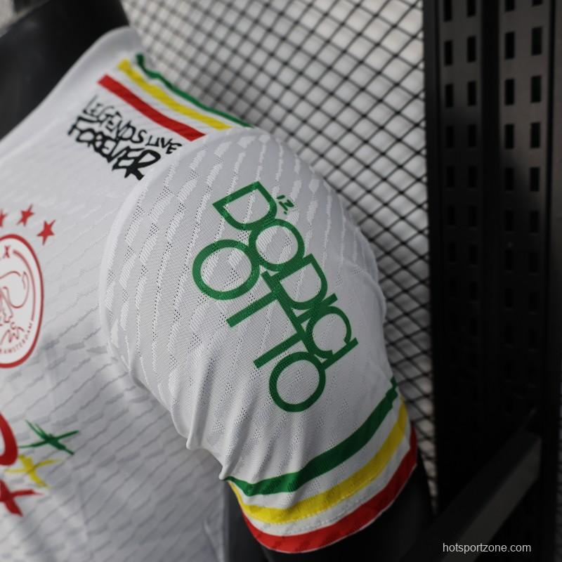 Player Version 25/26 Ajax White Jersey with Bob Marley Tribute Design