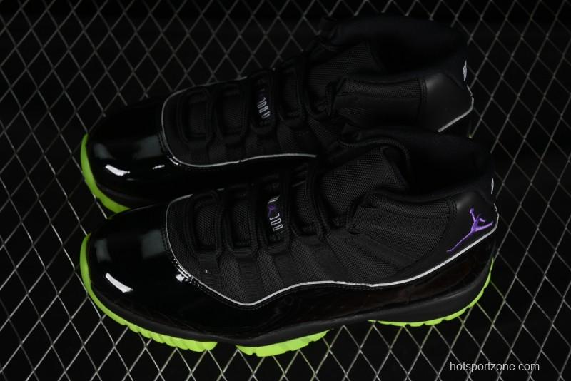 Nike Air Jordan 11 Retro CT8012-003 Basketball Shoes in Black & Guacamole Green