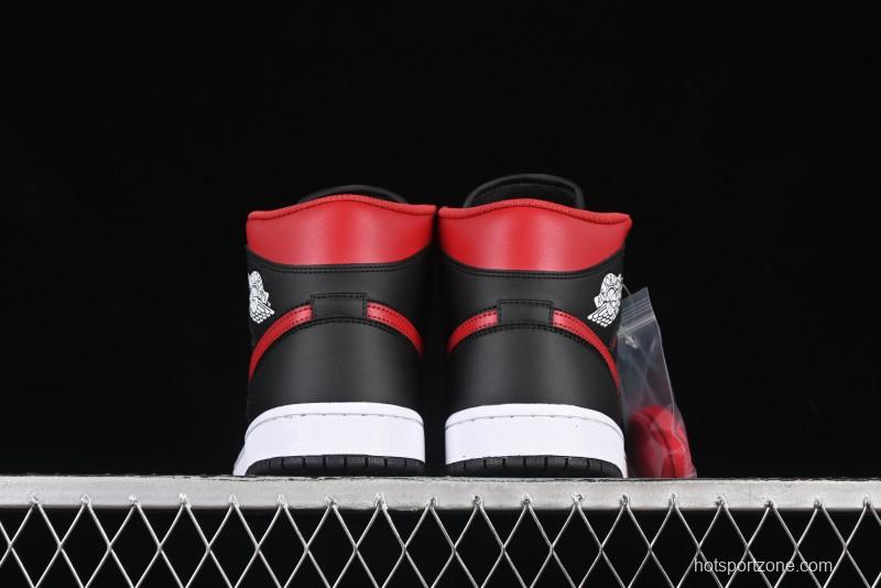 Nike Air Jordan 1 Mid AJ1 Black Red Mid-Top Casual Sneakers - DQ8426-067