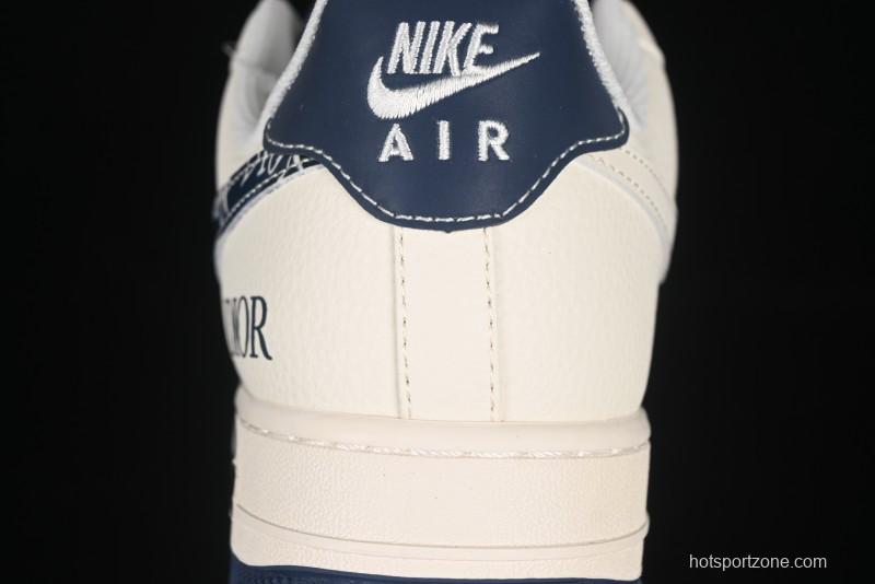 Nike Air Force 1 '07 Low Dior Collaboration Blue Iridescent Swoosh Casual Sneakers - XS1958-569