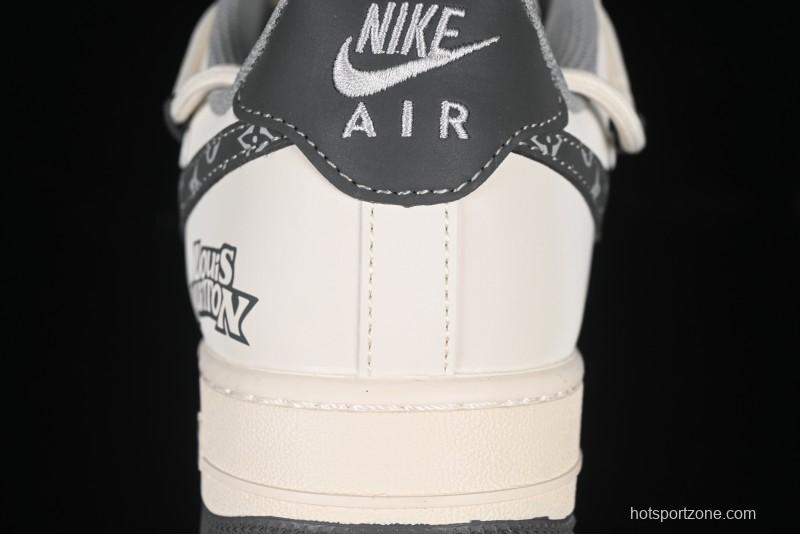 Nike Air Force 1 '07 Low LV Collaboration Two-Tone Grey Pattern Lace-Up Casual Sneakers - DM6868-063