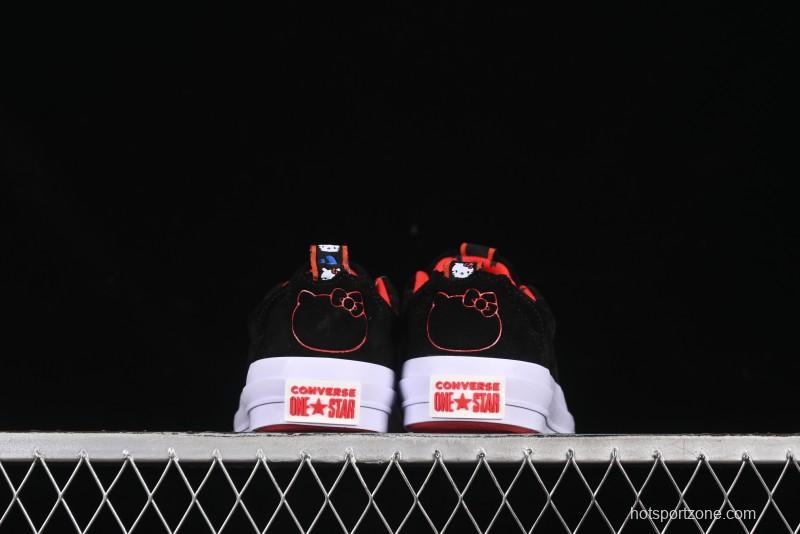 Converse One Star Low Top Casual Sneakers with Hello Kitty Collaboration - Pink Star and Embroidered Bow Design - 163904C