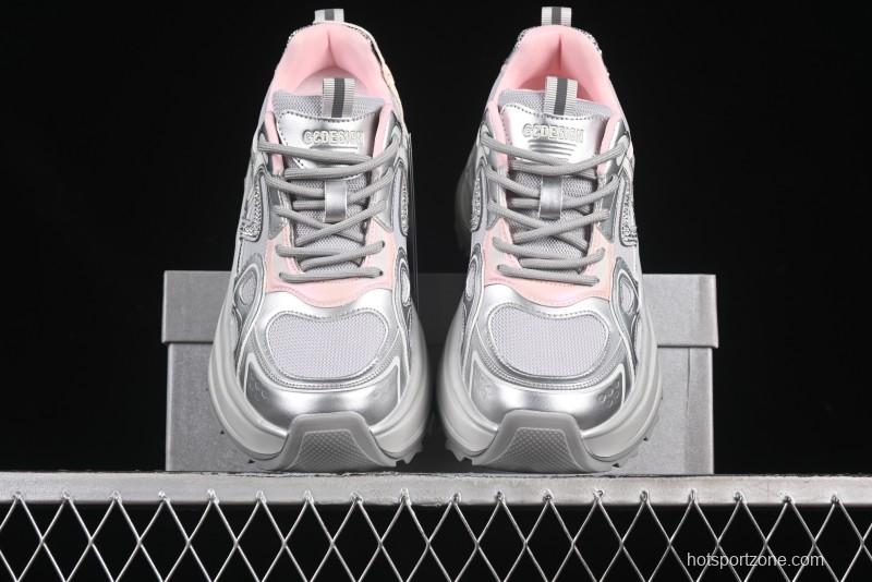 GG-CC 25ss New Platform Chunky Sneakers with 7CM Height Increase and Irregular Design - 668-2 Silver
