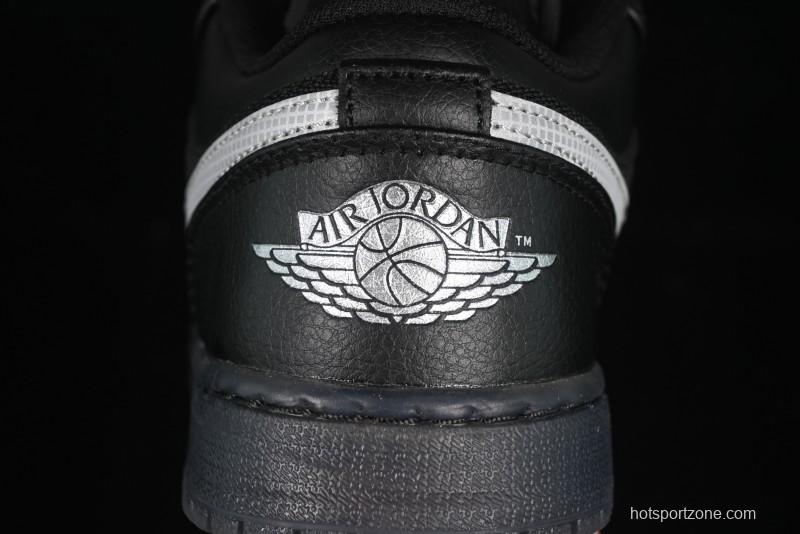 Nike Air Jordan 1 Low AJ1 Basketball Shoes Black White Canvas Leather Panel - HV5968-001
