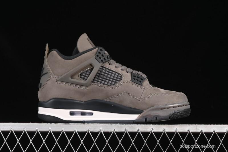 Nike Air Jordan 4 Retro Sneakers in Cave Stone Brown with Black Mesh and TPU Details - FV5029-200