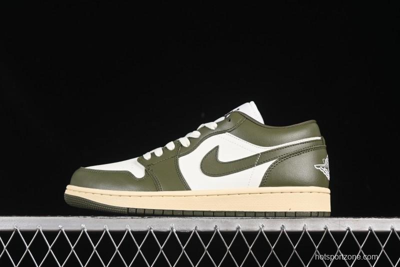 Nike Air Jordan 1 Low AJ1 Military Green White Casual Lifestyle Sneakers - DC0774-122