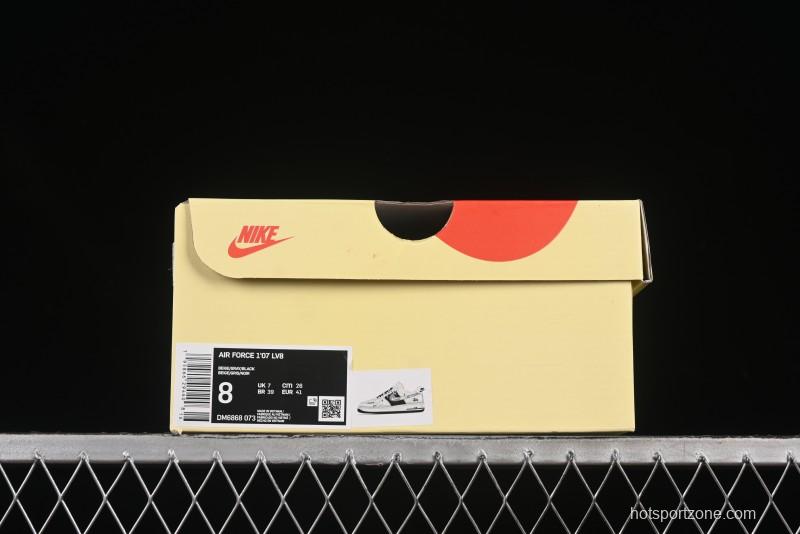 Nike Air Force 1 '07 Low Stussy Collaboration Black Diamond Lace-Up Casual Sneakers - DM6868-073