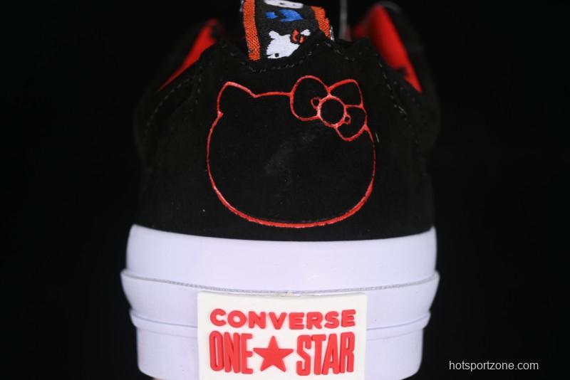 Converse One Star Low Top Casual Sneakers with Hello Kitty Collaboration - Pink Star and Embroidered Bow Design - 163904C