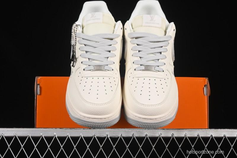 Nike Air Force 1 '07 Low LV Collaboration Grey Denim Swoosh Casual Sneakers - XX3168-135