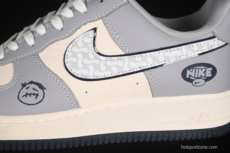 Nike Air Force 1 '07 Low Kaws Collaboration Beige Grey Casual Sneakers - KK1988-077