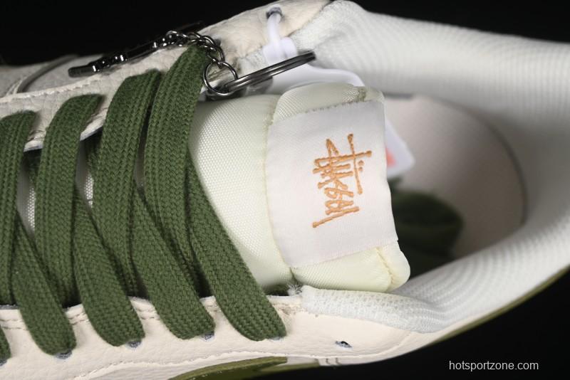 Nike Air Force 1 '07 Low Stussy Collaboration Green Swoosh Gold Embroidery Casual Sneakers - XX3168-151