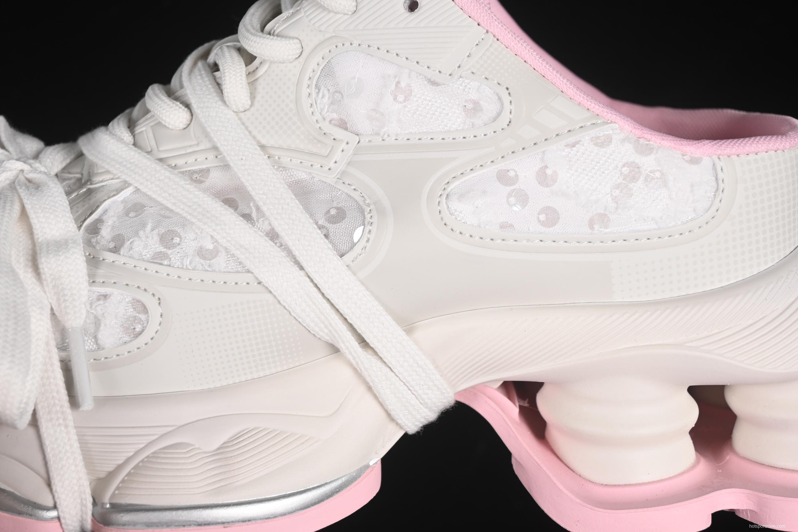 GG-CC Star Same Style Lace-Up Hollow Out Chunky Sneakers with 5cm Height Increase - G25U9910 Pink