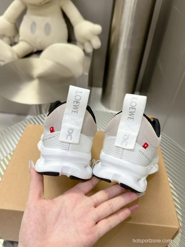 2025 Unisex Loewe White Beige Mesh Leather Sneakers