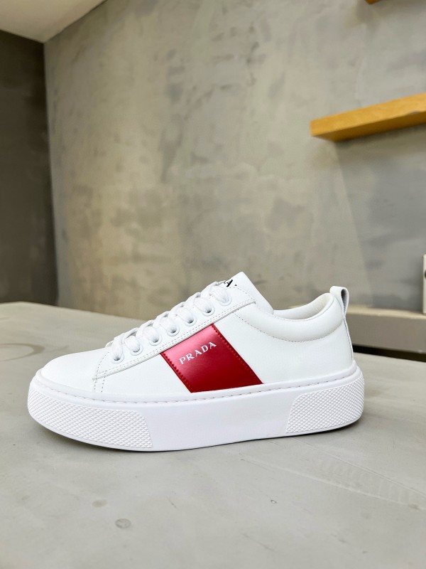 2024 Women Prada White Red Leather Sneakers MJ00310