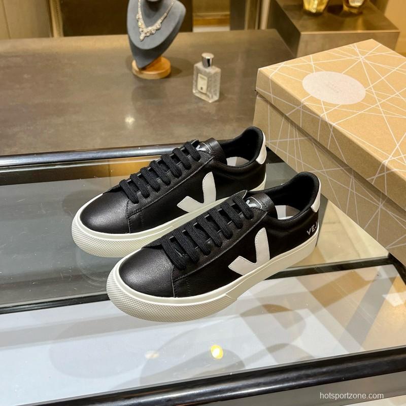 2025 Unisex VEJA Black White Leather Sneakers