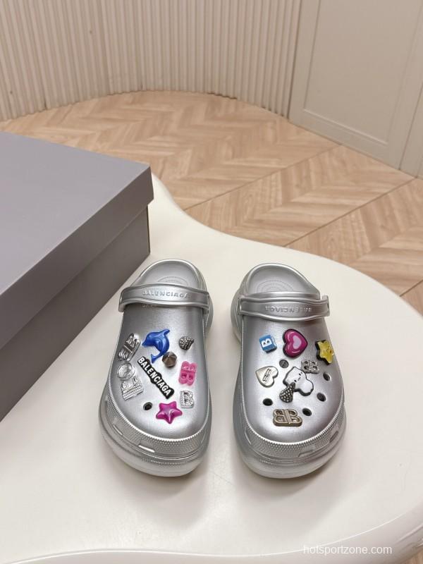 2025 Unisex Balenciaga Silver EVA Rubber Clog Embellished LY00330(F)/LY00340(M)