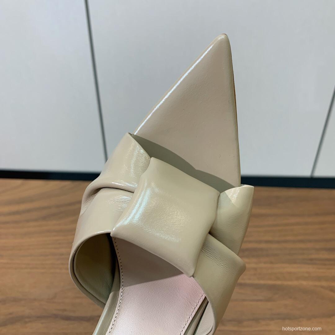 2025 Women Gianvito Rossi Beige Leather Pointed Toe High Heel Mule