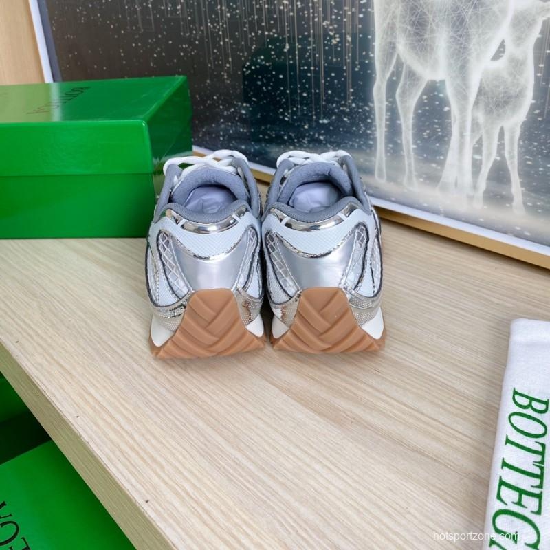 2025 Unisex Bottega Veneta Silver Mesh TPU Runner Sneakers Lightweight Geometric LY00310