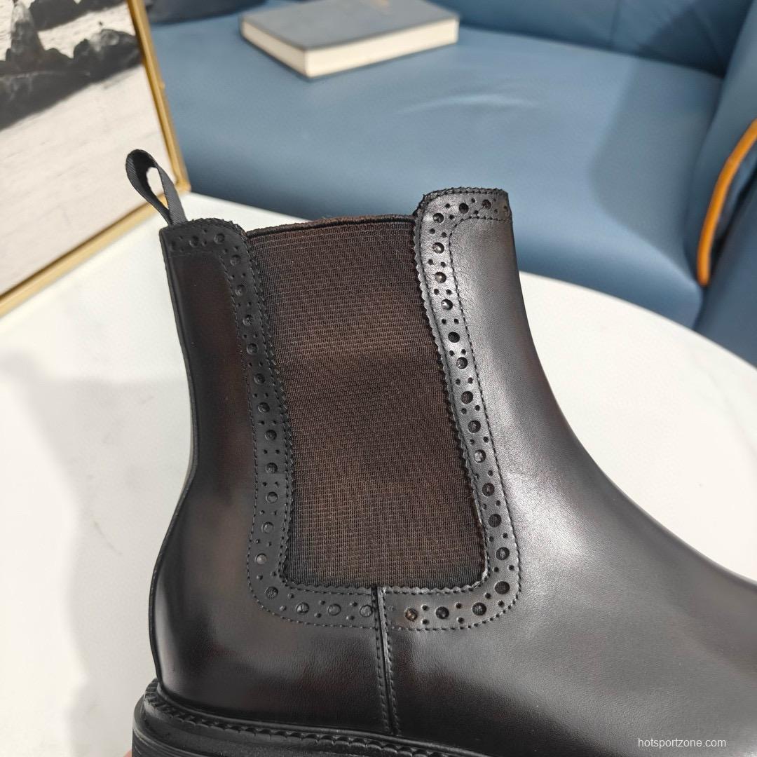 2024 Men Dolce & Gabbana Black Leather Chelsea Boots MJ00530