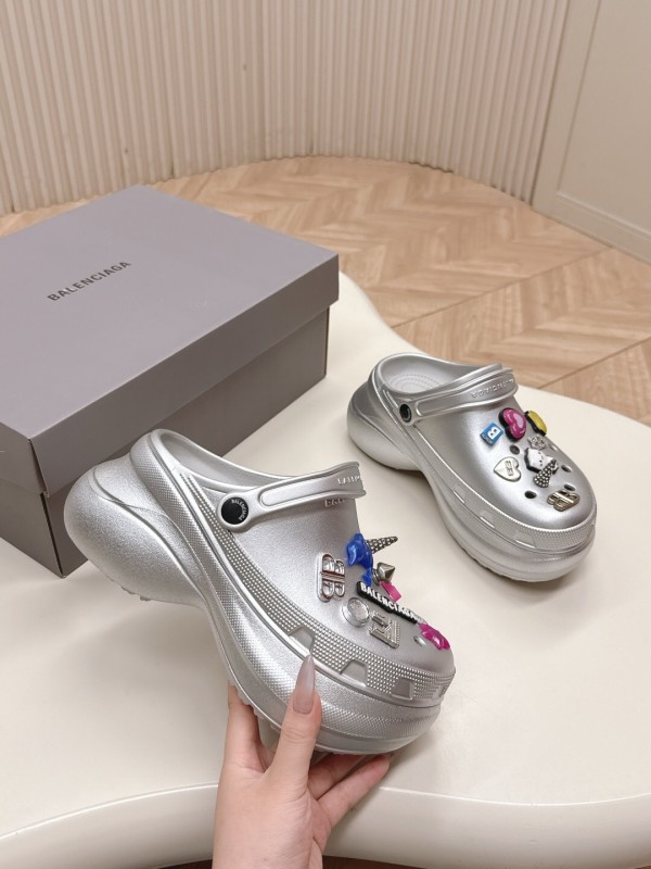 2025 Unisex Balenciaga Silver EVA Rubber Clog Embellished LY00330(F)/LY00340(M)