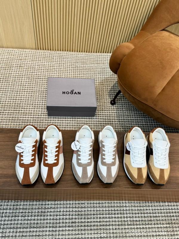 2025 Men HOGAN Beige White Burgundy Suede Leather Sneakers